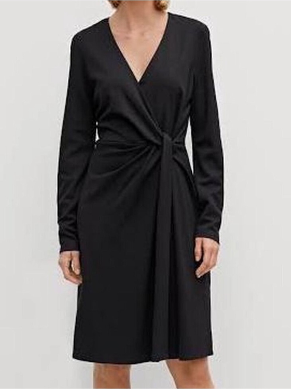 NEW Babaton Tadao Midi Dress Front Twist Long Sleeve Black